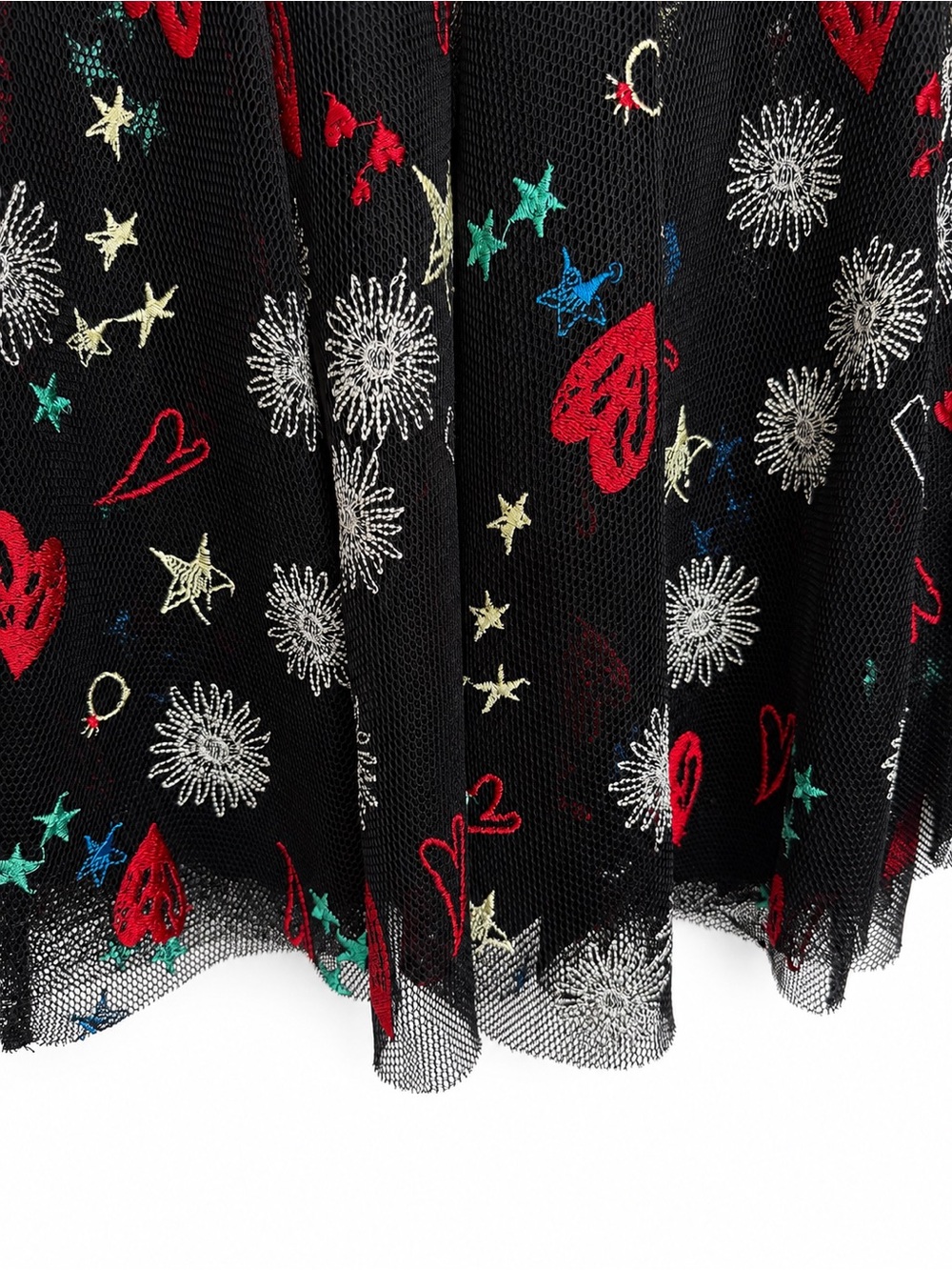 Maje Rachel Heart Floral Embroidered Mesh Mini Dress Black Sleeveless ALine 
Sz2 - Picture 7 of 11